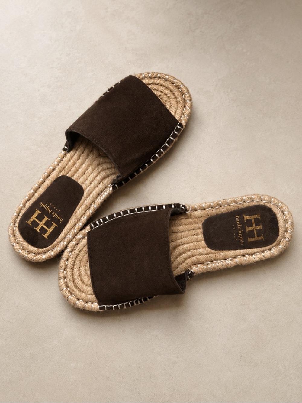 Anthropologie Dark Brown Suede Slide Espadrilles for Men